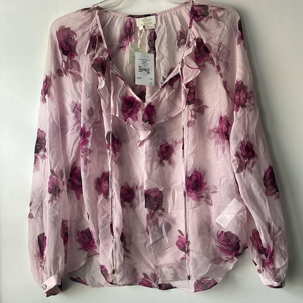 Kate Spade encore rose chiffon top S - Picture 1 of 6